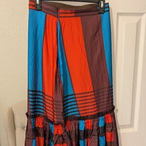 Anthropology Color Block Midi Skirt